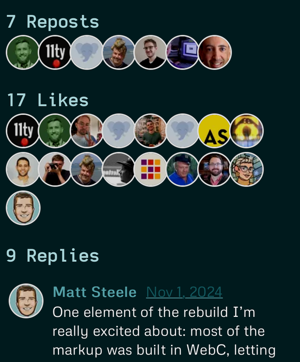 Example of reposts/likes/webmentions on a blog post